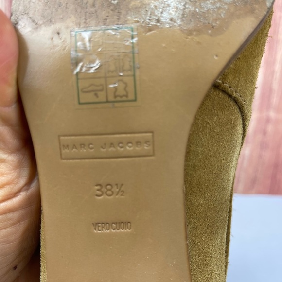 Marc Jacobs ginger tan suede interlock booties women’s size 8.5 brand size 38.5 - Picture 13 of 17